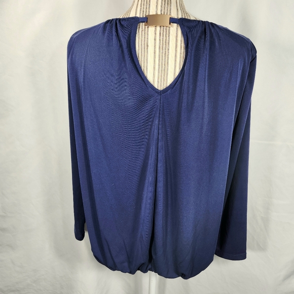 Nine West Blue Elliot Style Balloon Hem Long Sleeve Top Size Medium - Picture 5 of 12
